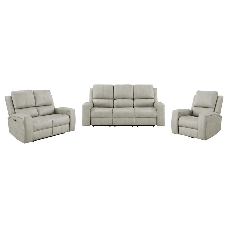 Brickston 3-piece Triple Power Reclining Sofa Set Grey by Unique Piece Furniture