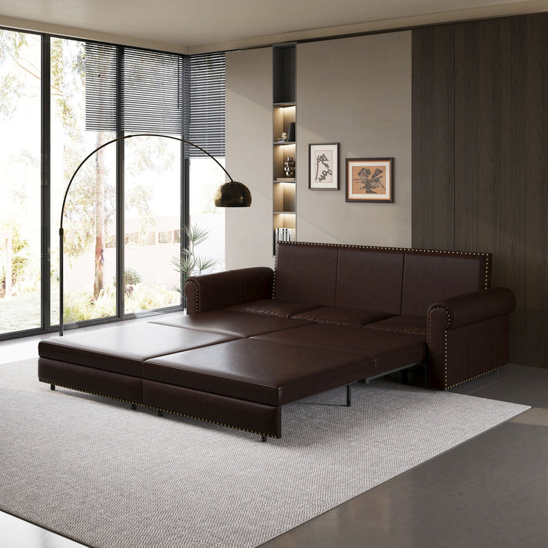 3 In 1 Convertible Sleeper Sofa With Nailhead Trim & Rolled Arm by HouseOfZazla