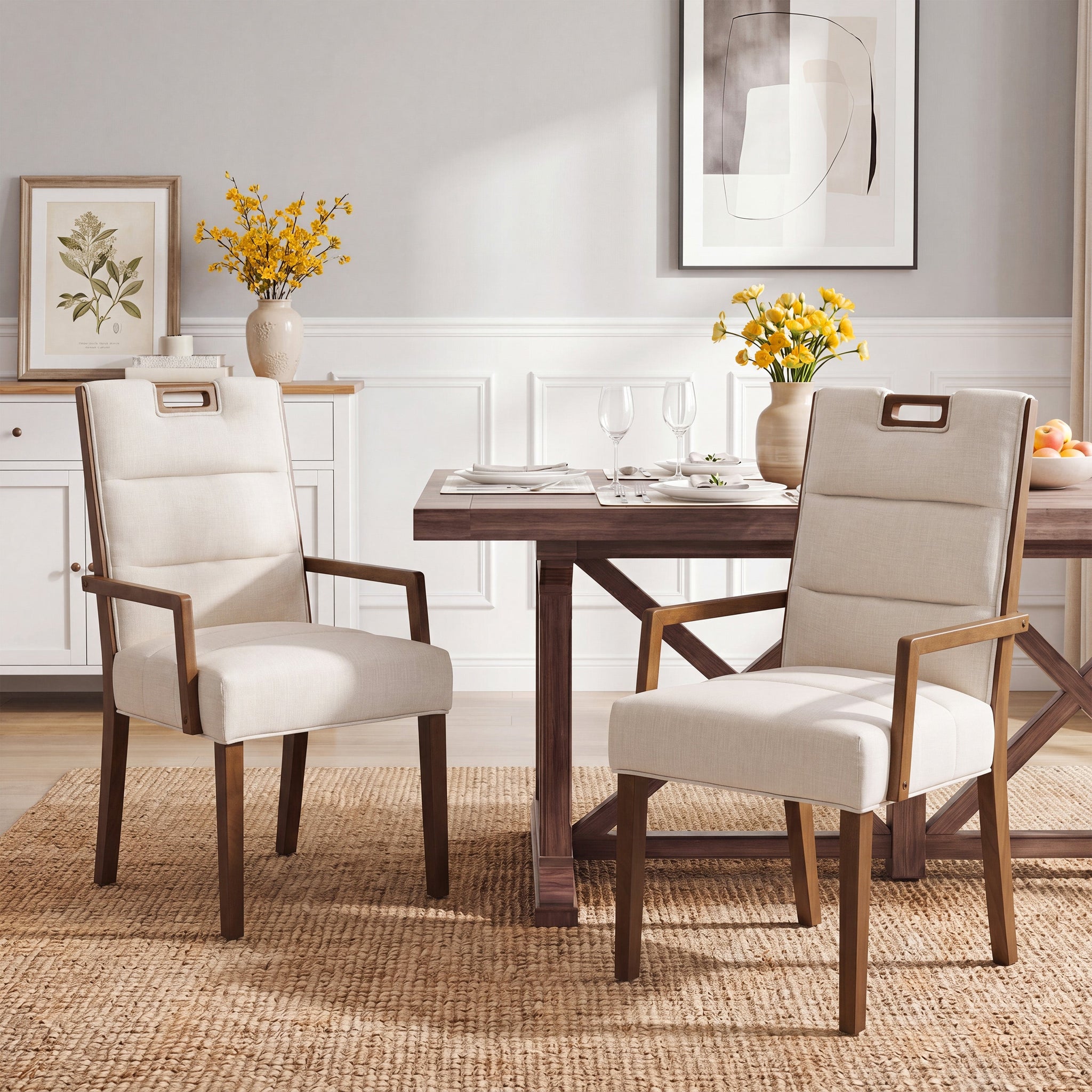 Upholstered Dining Chairs with Armrests by HouseOfZazla