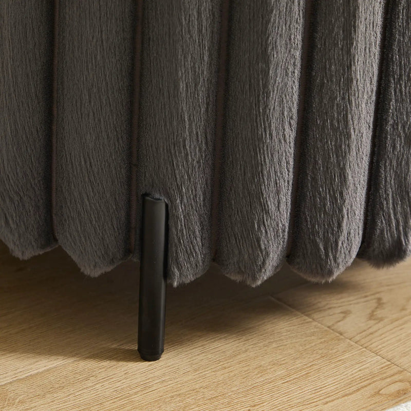 Wide Upholstered Round Pouf Ottoman Foot Rest by Unique Piece Furniture
