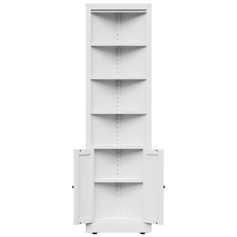 Tall Corner Storage Cabinet With 2 Doors, 5-Tier With Adjustable Shelves, Freestanding - White by HouseOfZazla