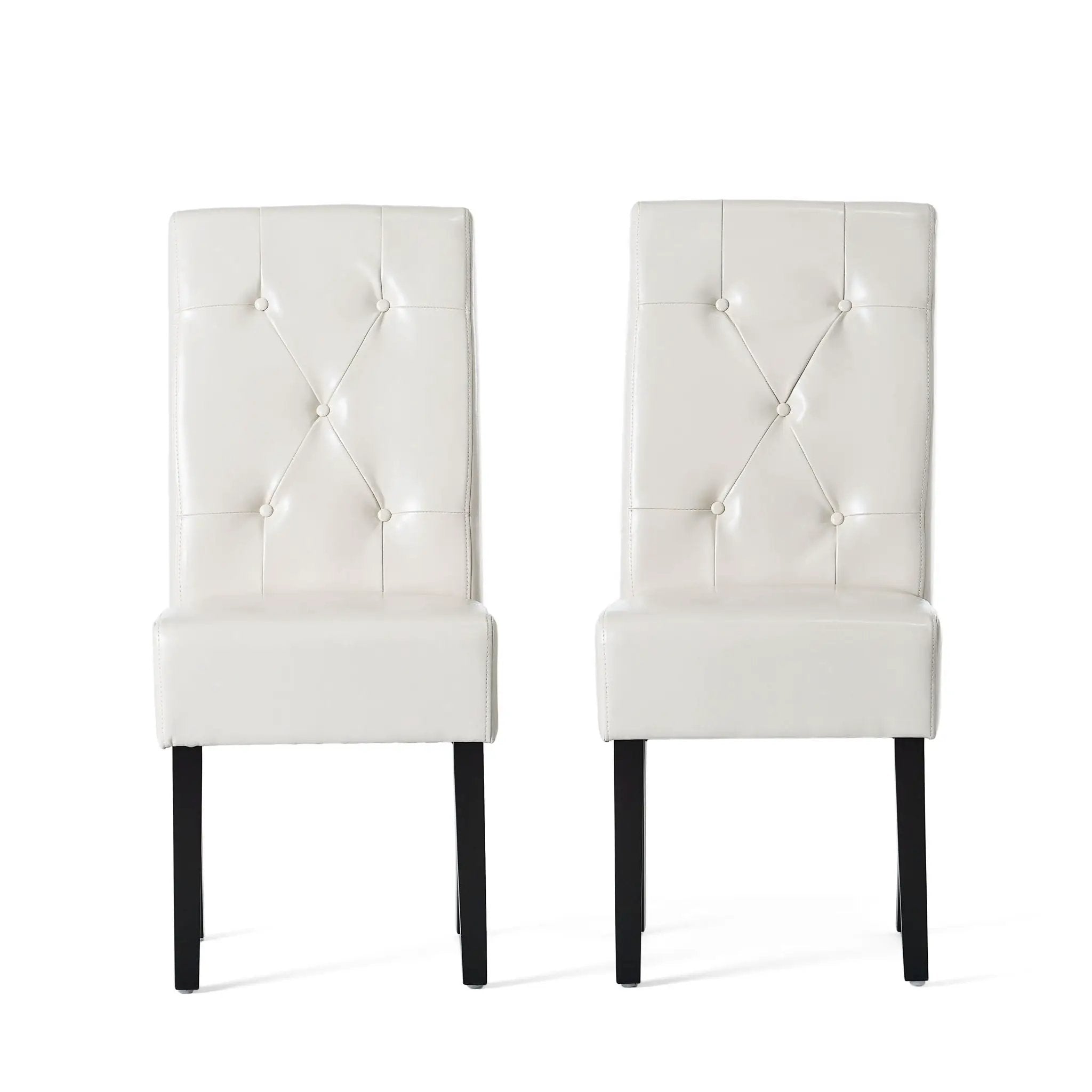 Carter 5 Tuft Dining Chair With Button Tufted Backrest And Espresso Legs - Ivory by HouseOfZazla