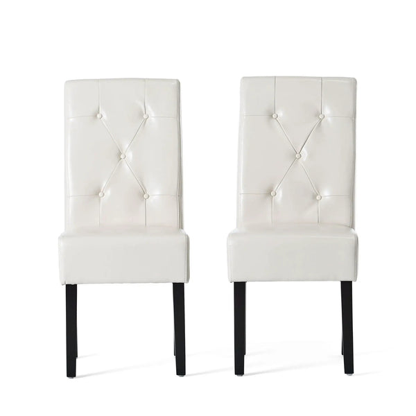 Carter 5 Tuft Dining Chair With Button Tufted Backrest And Espresso Legs - Ivory