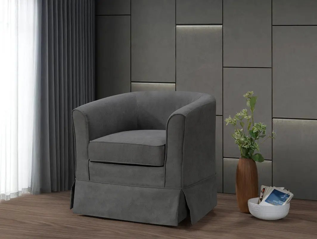 Tucker - Woven Fabric Swivel Barrel Chair by HouseOfZazla