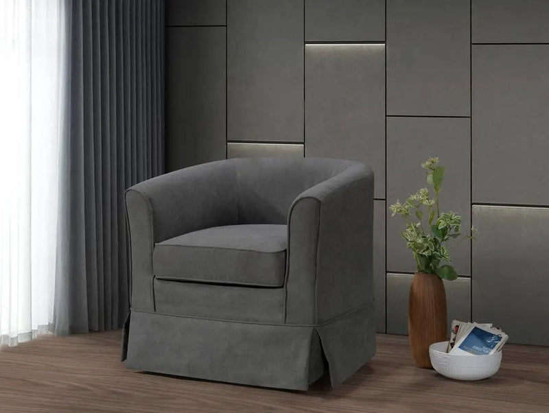 Tucker - Woven Fabric Swivel Barrel Chair by HouseOfZazla