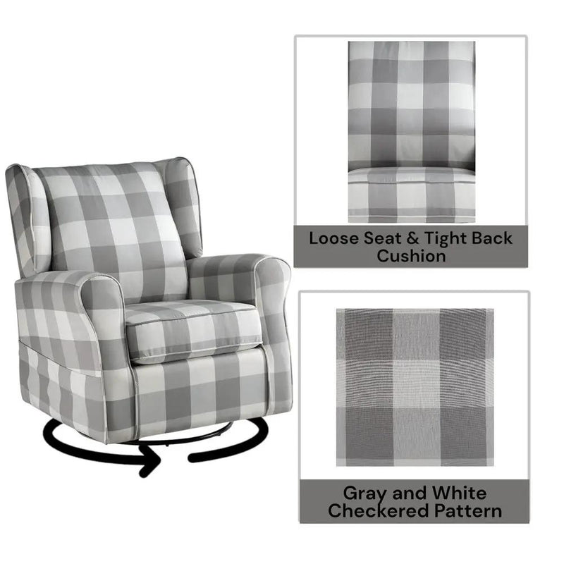 Patli - Swivel Chair With Glider - Gray Fabric by Unique Piece Furniture