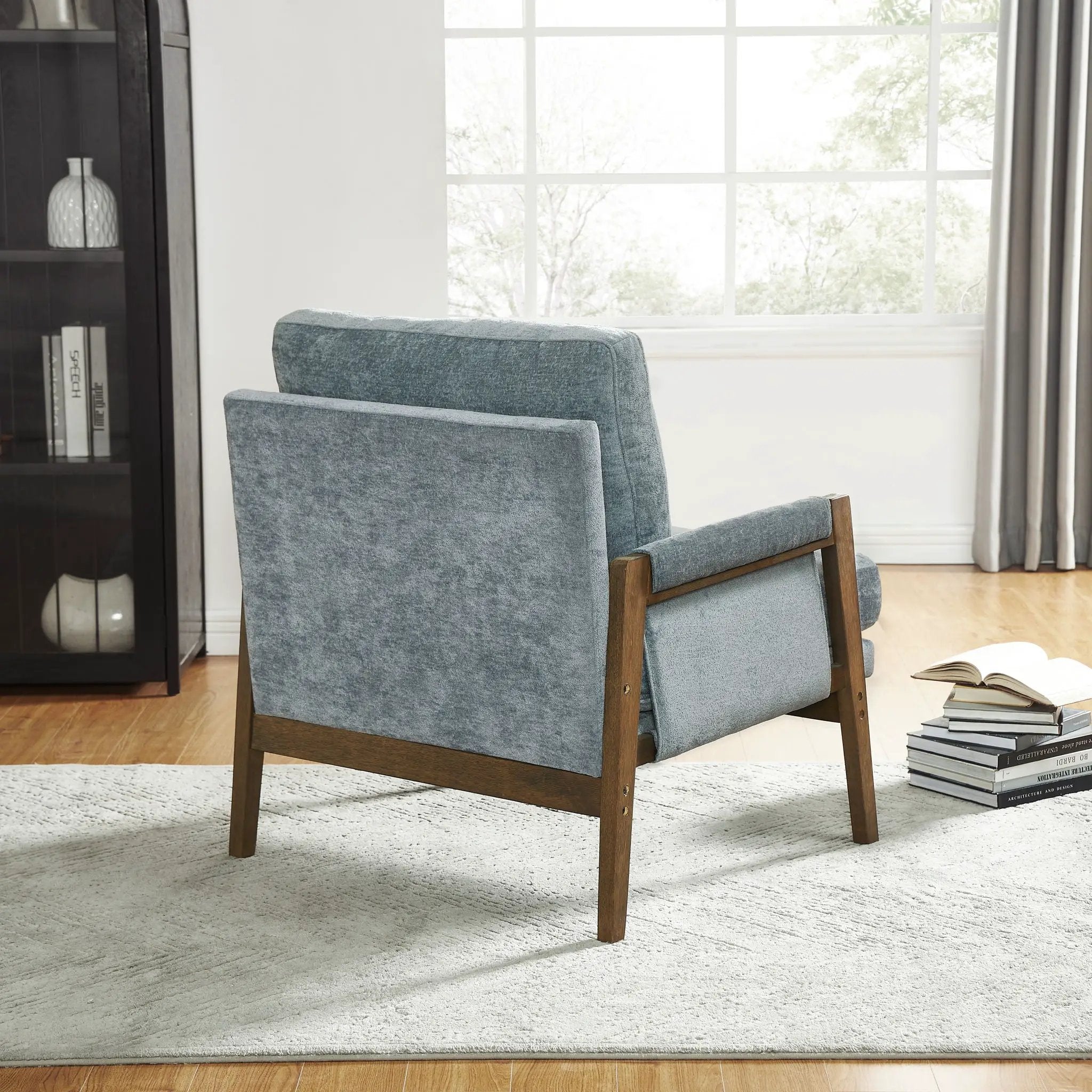 Kelly - Mid-Century Modern Velvet Accent Armchair - Blue by Unique Piece Furniture