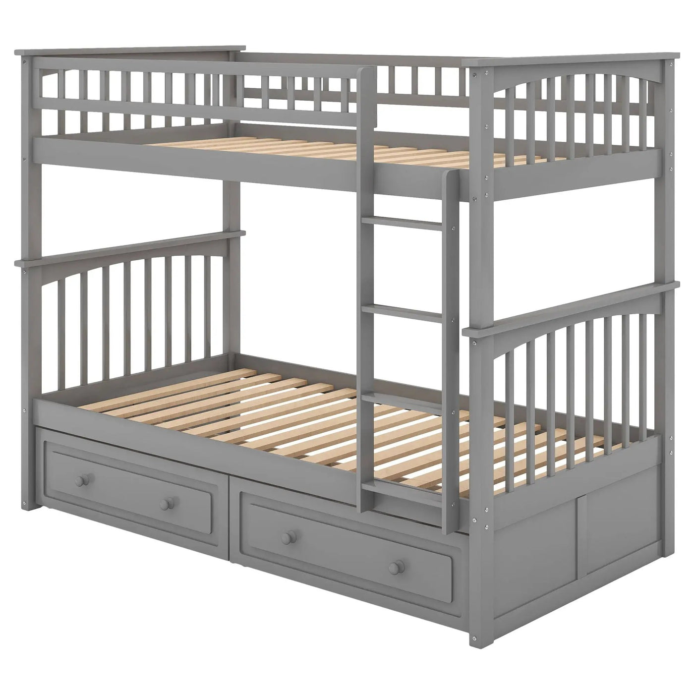 Mystrene - Twin Over Twin Bunk Bed With Drawers, Convertible Beds by Unique Piece Furniture