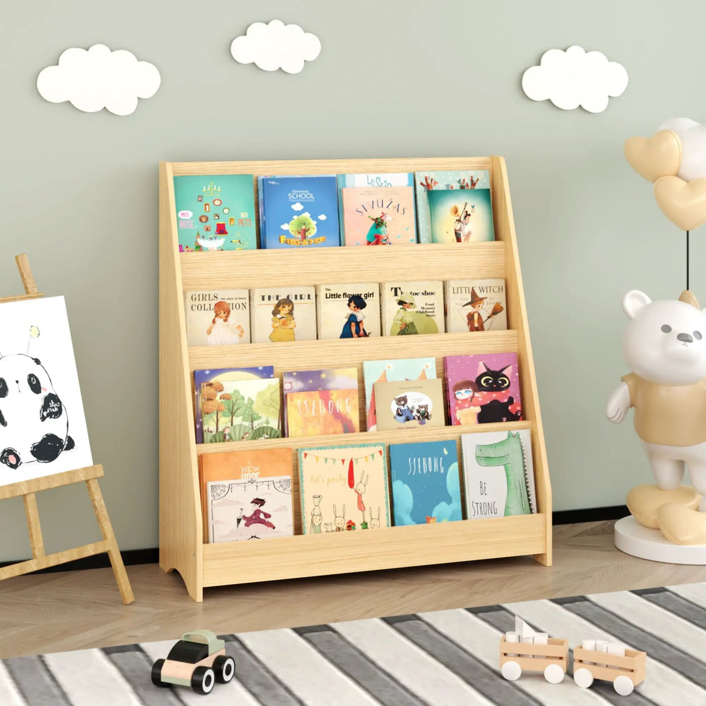 4 Tier Bookshelf, Toddler Book Display Shelves by HouseOfZazla