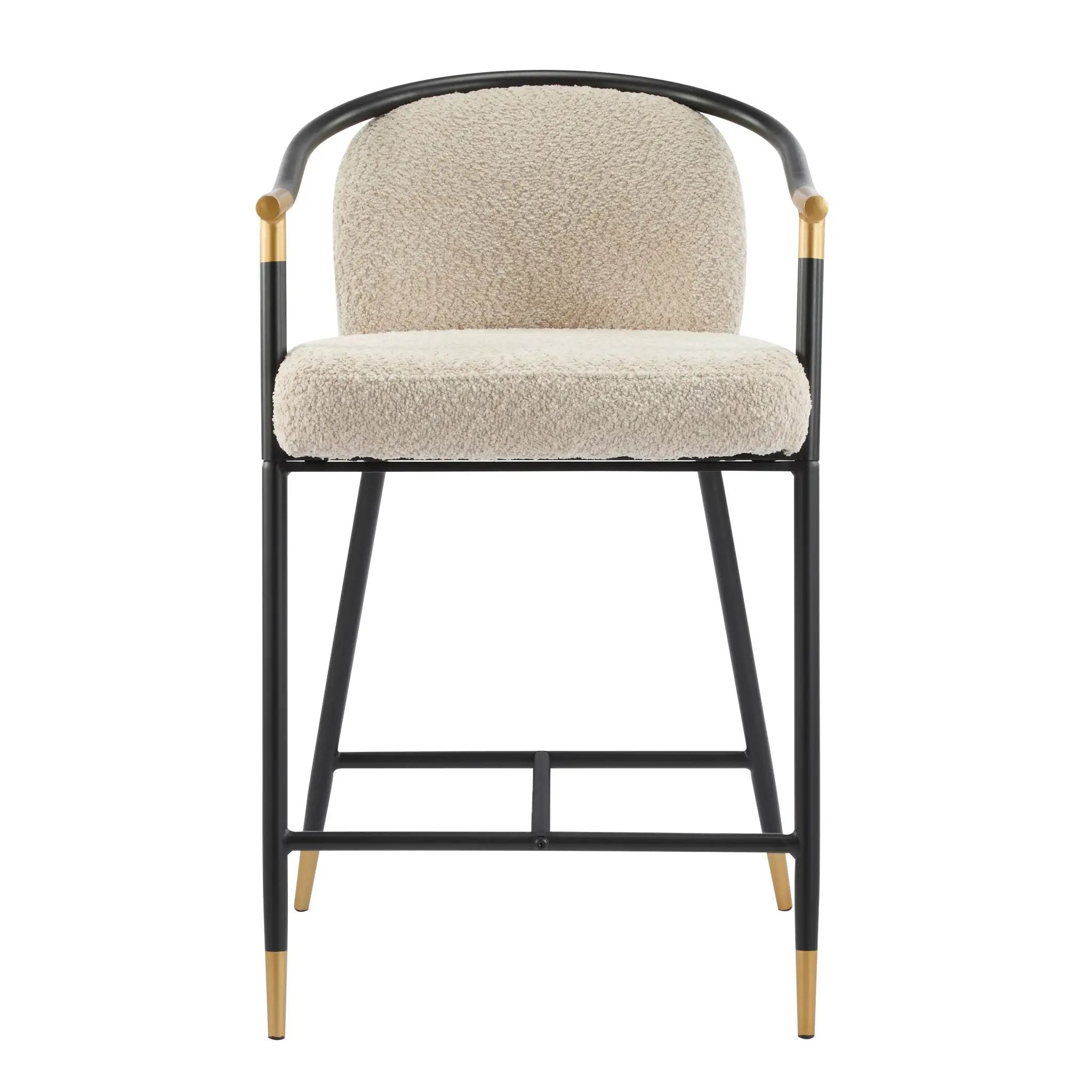 26" H Upholstered Counter Stool with Metal Frame (Set of 2) - Almond by HouseOfZazla