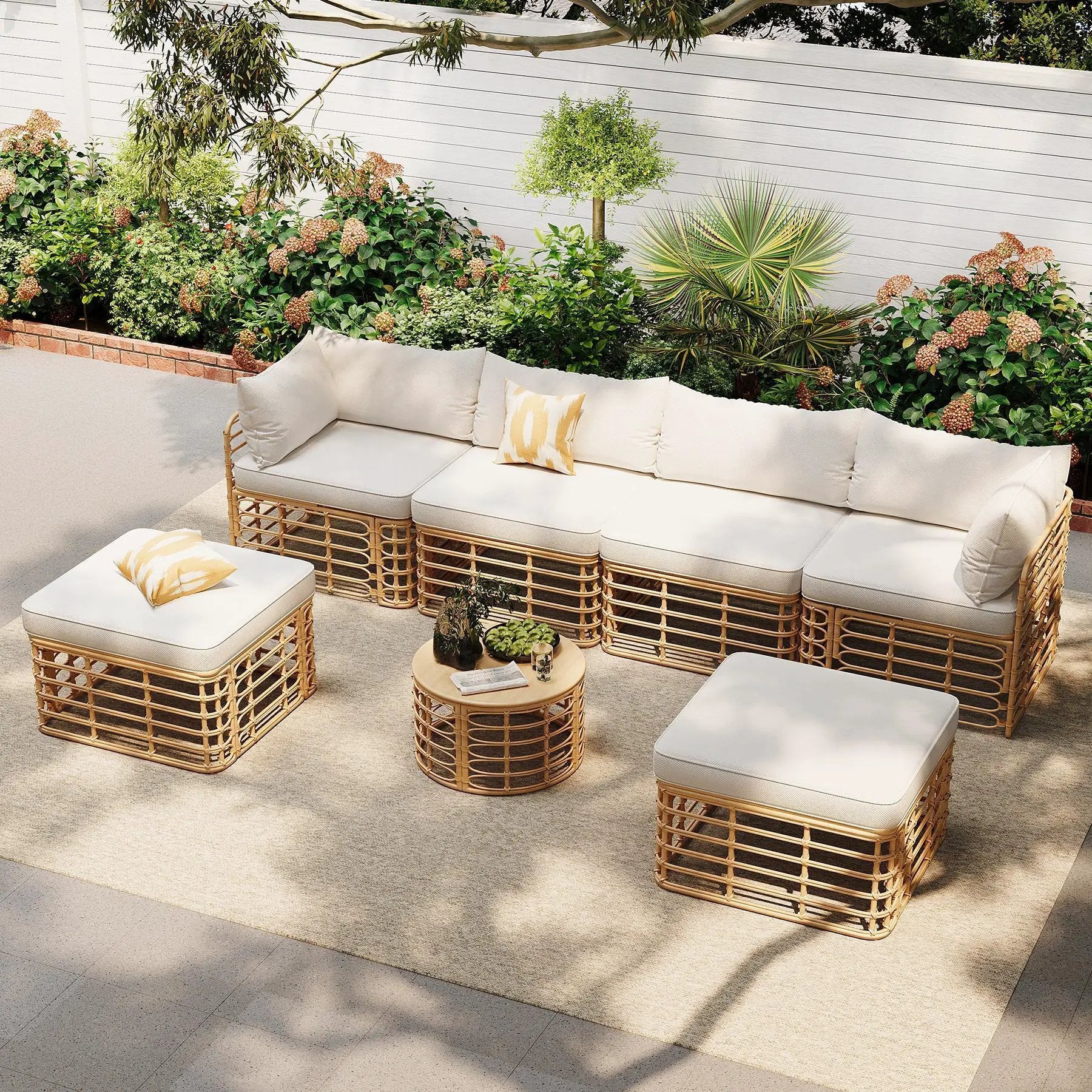 All-Weather 7-Piece Rattan Outdoor Sectional Sofa Set by HouseOfZazla