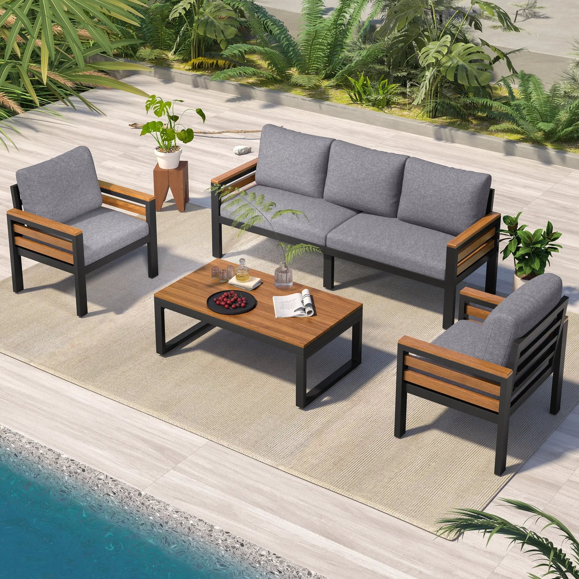 GO 4-Piece Outdoor Furniture Sofa Set for 5 People by HouseOfZazla