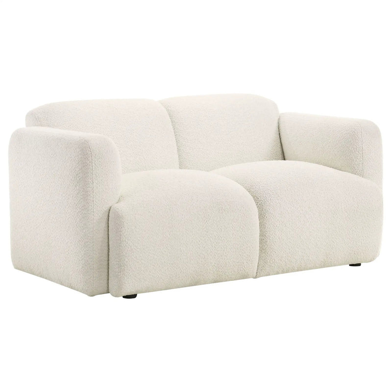 Dorset Fabric Upholstered Round Track Arm Loveseat White by Unique Piece Furniture