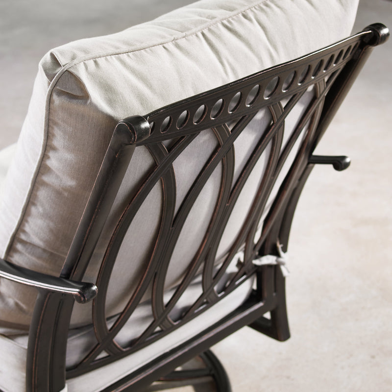 Aluminum 44-in Round Patio Fire Table Set with Swivel Rocking Chairs by Sharicks