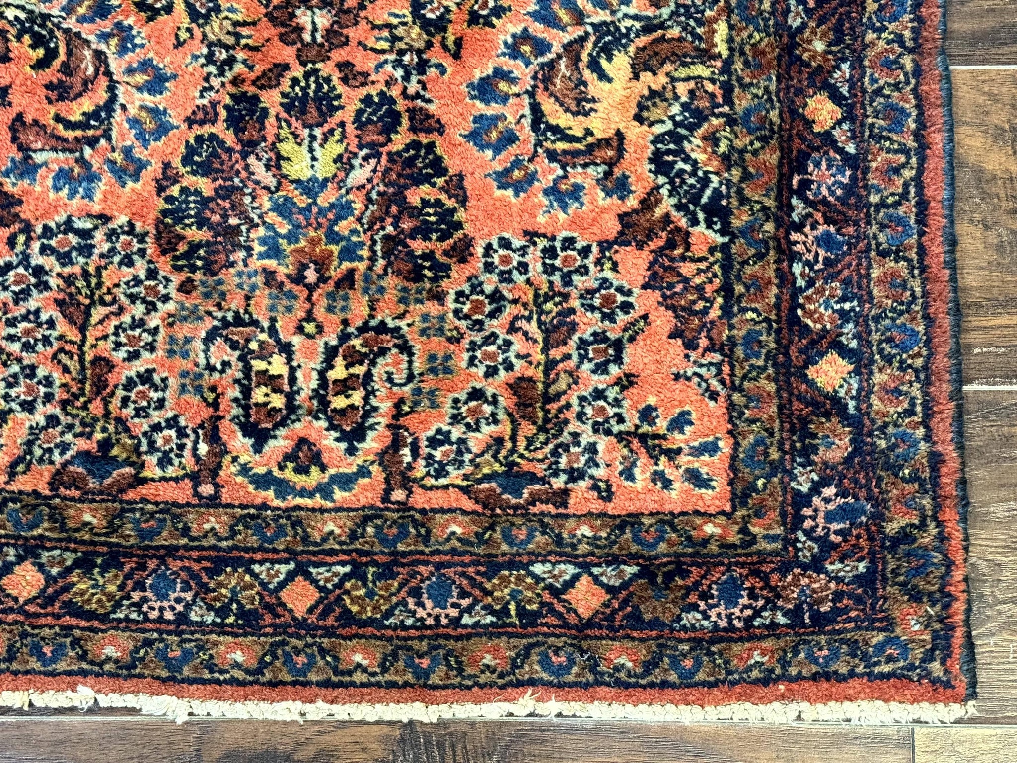 Antique Persian Lilihan Rug 2x4, Red, Floral, Wool, Handmade Lilian Persian Carpet by Jewel Rugs