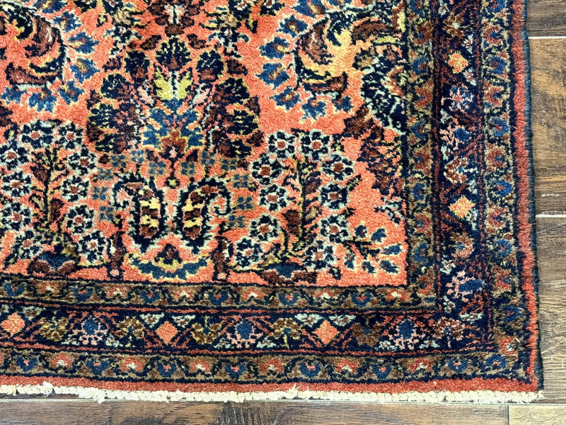 Antique Persian Lilihan Rug 2x4, Red, Floral, Wool, Handmade Lilian Persian Carpet by Jewel Rugs
