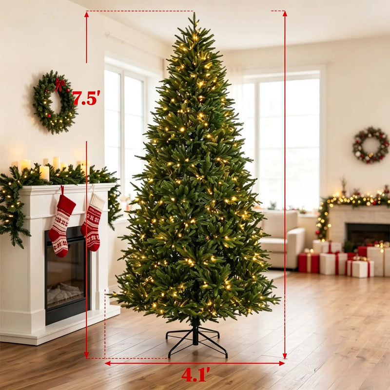 7.5-Foot Hinged Nordmann Fir Prelit Christmas Tree, photo 3 of 9