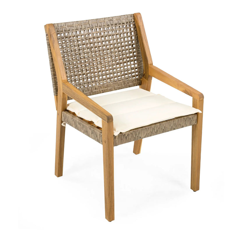 Outdoor Dining Chair Set - Acacia Wood and Wicker by HouseOfZazla