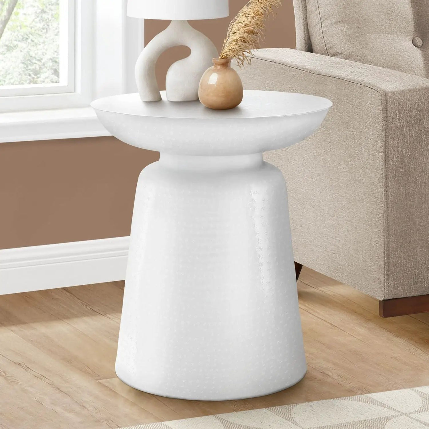 Drum Accent Side Table, Hammered Texture by Unique Piece Furniture