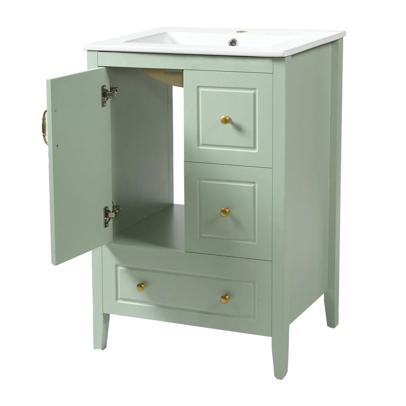 Retro Bathroom Vanity With Sink, Soft Closing Cabinet & Drawers by HouseOfZazla