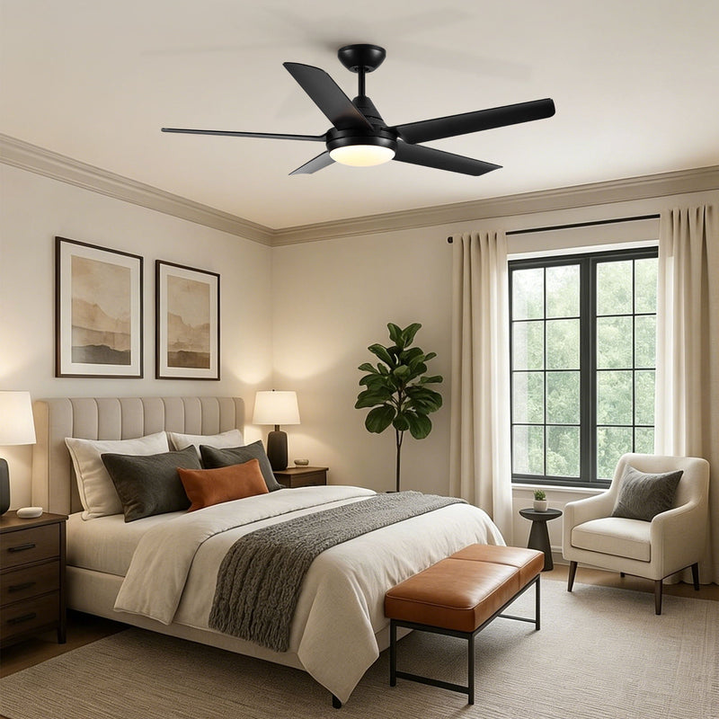 Ceiling Fan With Lights And Remote Control, Reversible DC Motor, 6 Speeds, 3 Cct Dimmable LED, Quiet Timer For Indoor - Black by HouseOfZazla
