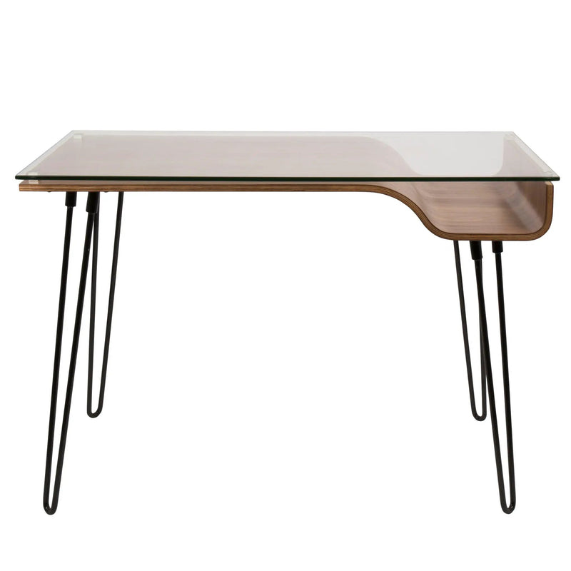 Avery - Mid-Century Modern Desk - Walnut / Clear / Black by HouseOfZazla