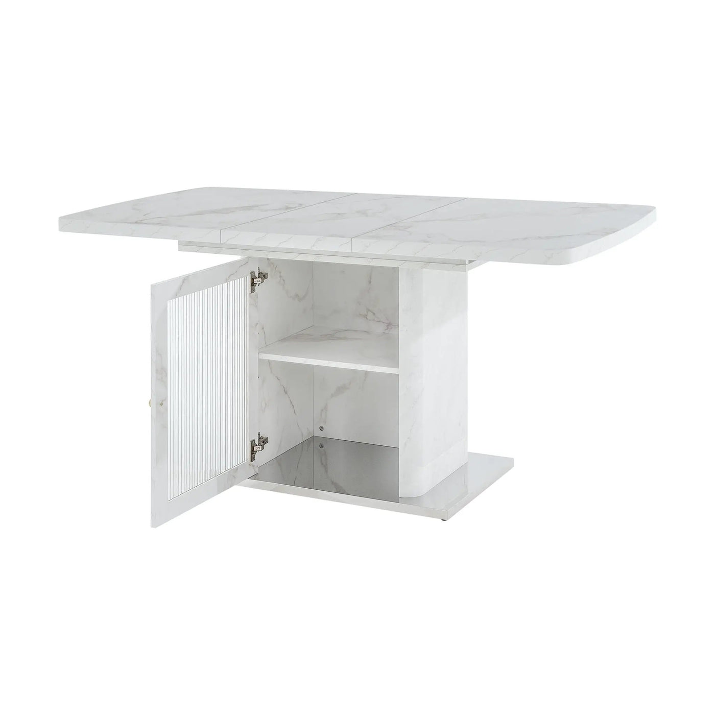 Modern Rectangle Dining Table With Stretchable Top, Storage Cabinet by Unique Piece Furniture
