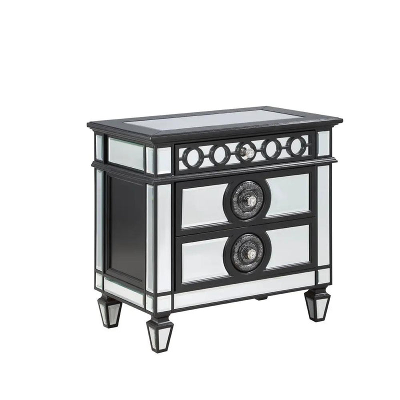 Varian II - Nightstand - Mirrored, Black & Sliver by Unique Piece Furniture