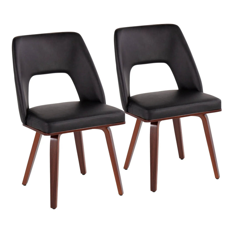 Triad - Mid-Century Modern Upholstered Chair (Set of 2) - Walnut / Black by Unique Piece Furniture