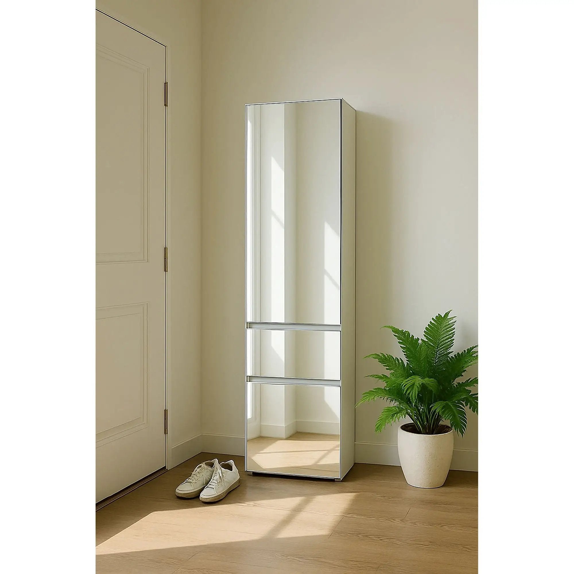 Elise - Slim Modular Closet Cabinet With Mirror - White by HouseOfZazla
