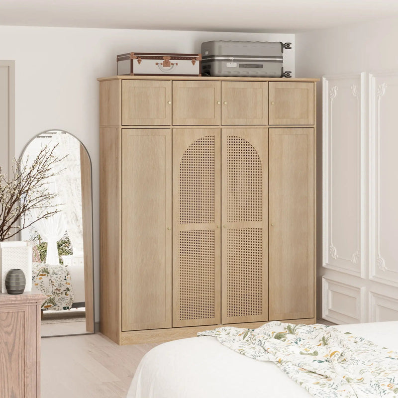 8 Door Armoire Wardrobe With Adjustable Shelves And Hanging Rod by Unique Piece Furniture