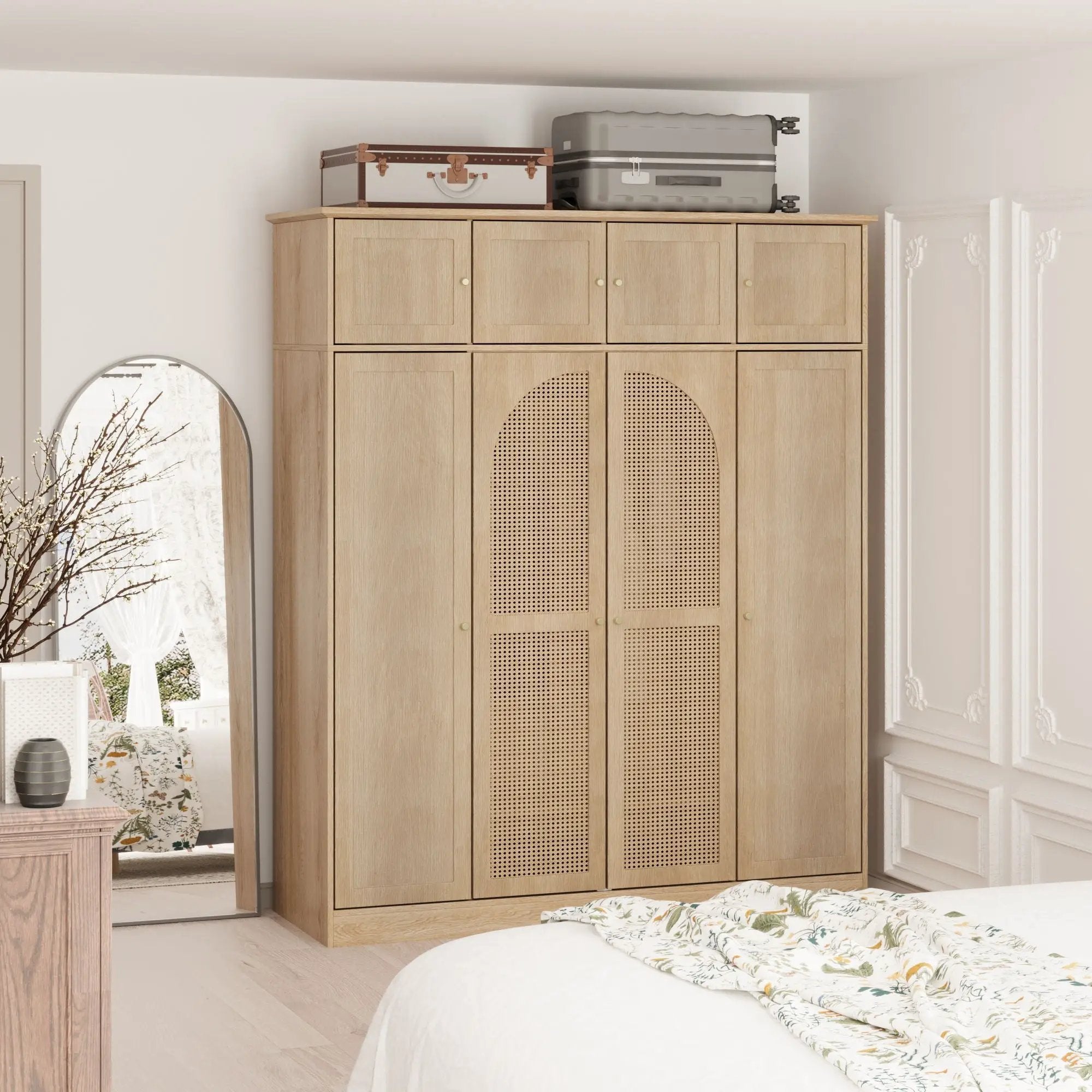 8 Door Armoire Wardrobe With Adjustable Shelves And Hanging Rod by Unique Piece Furniture