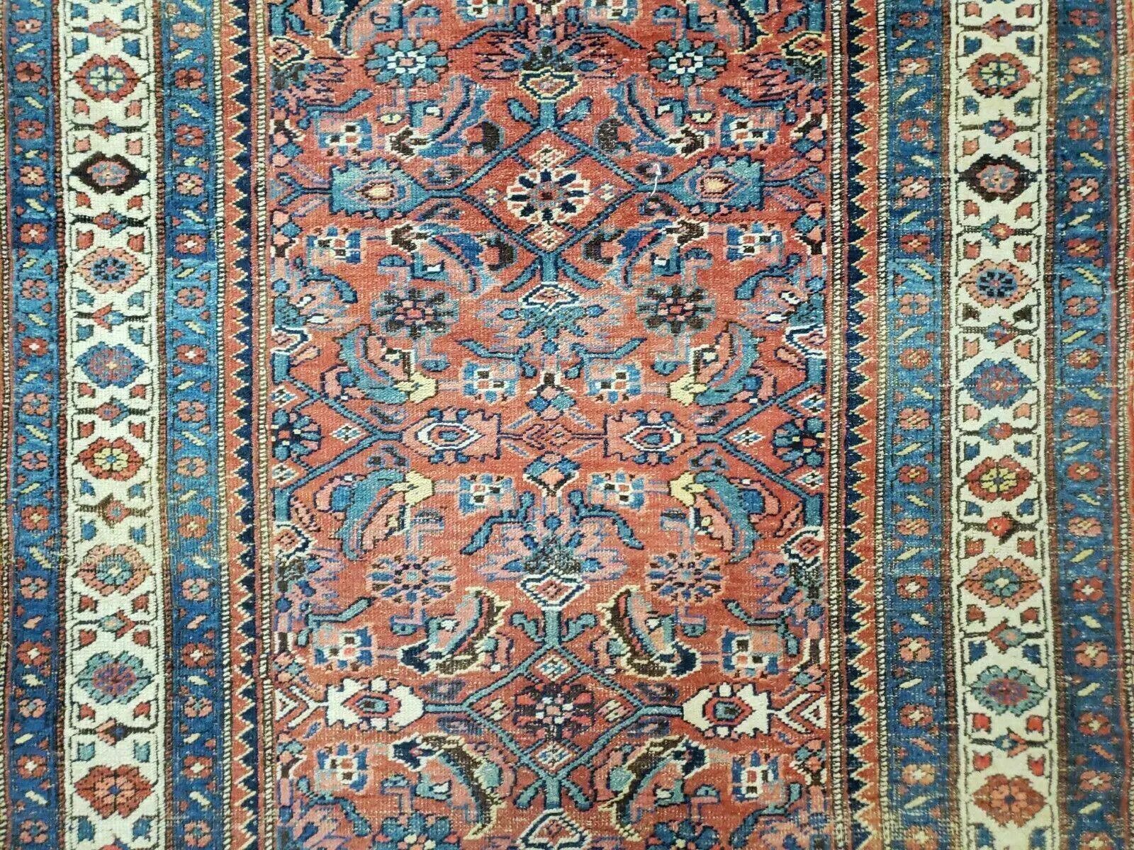3' 8" X 11' Antique Handmade Turkish Wool Rug Veg Dye Runner Nice Rusted Red by Jewel Rugs