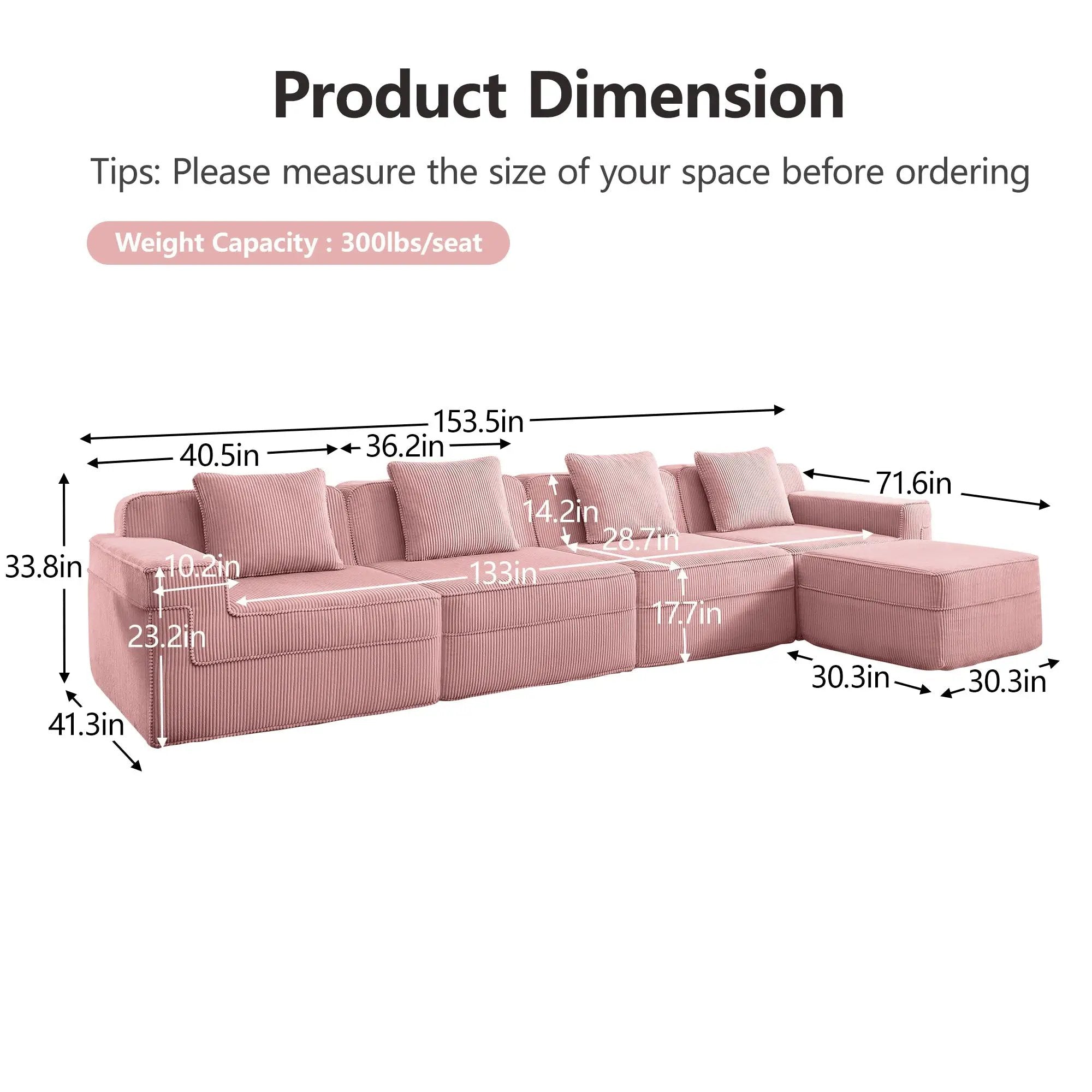Modular 4 Seat L Shape Sectional Boneless Sofa by HouseOfZazla