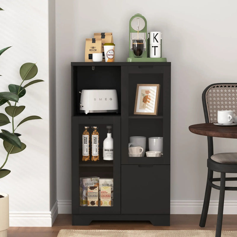 Modern Cabinet With Glass Doors And Drawer by HouseOfZazla