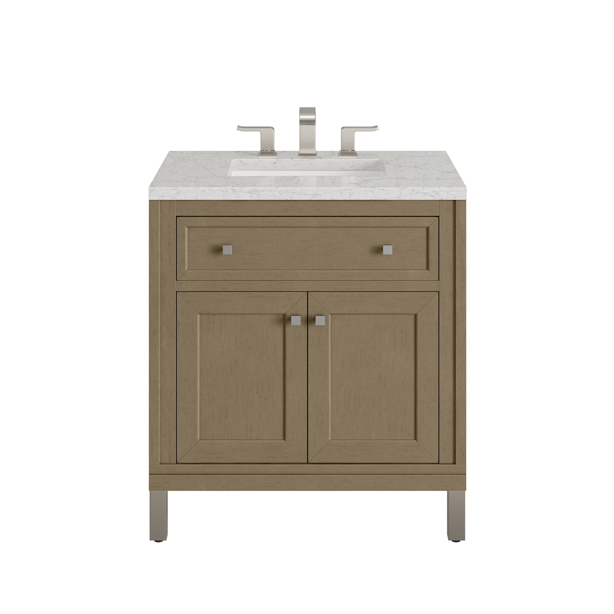 James Martin Chicago 30" Single Bathroom Vanity, Walnut Whisper with Eternal Jasmine Pearl countertop