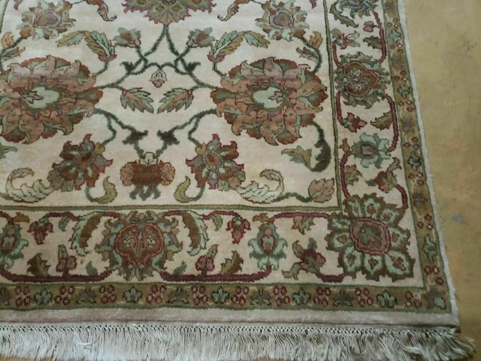4x12 Vintage Oriental Runner Rug Hand Knotted Indian Agra Wool Tea Washed Beige by Jewel Rugs