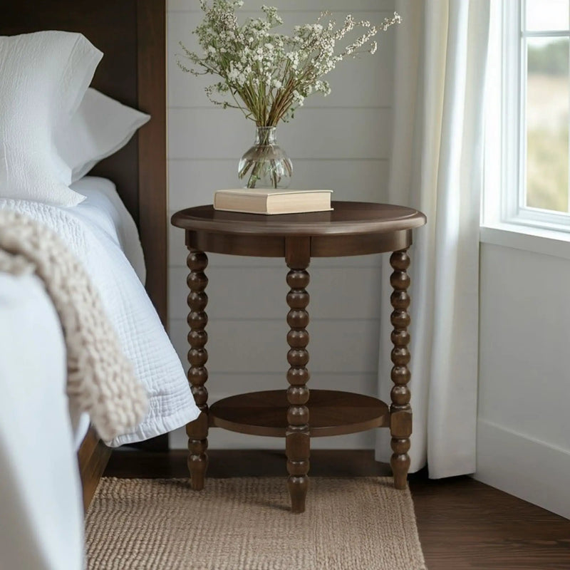 Philippe - Round End Table With Shelf - Brown by Unique Piece Furniture
