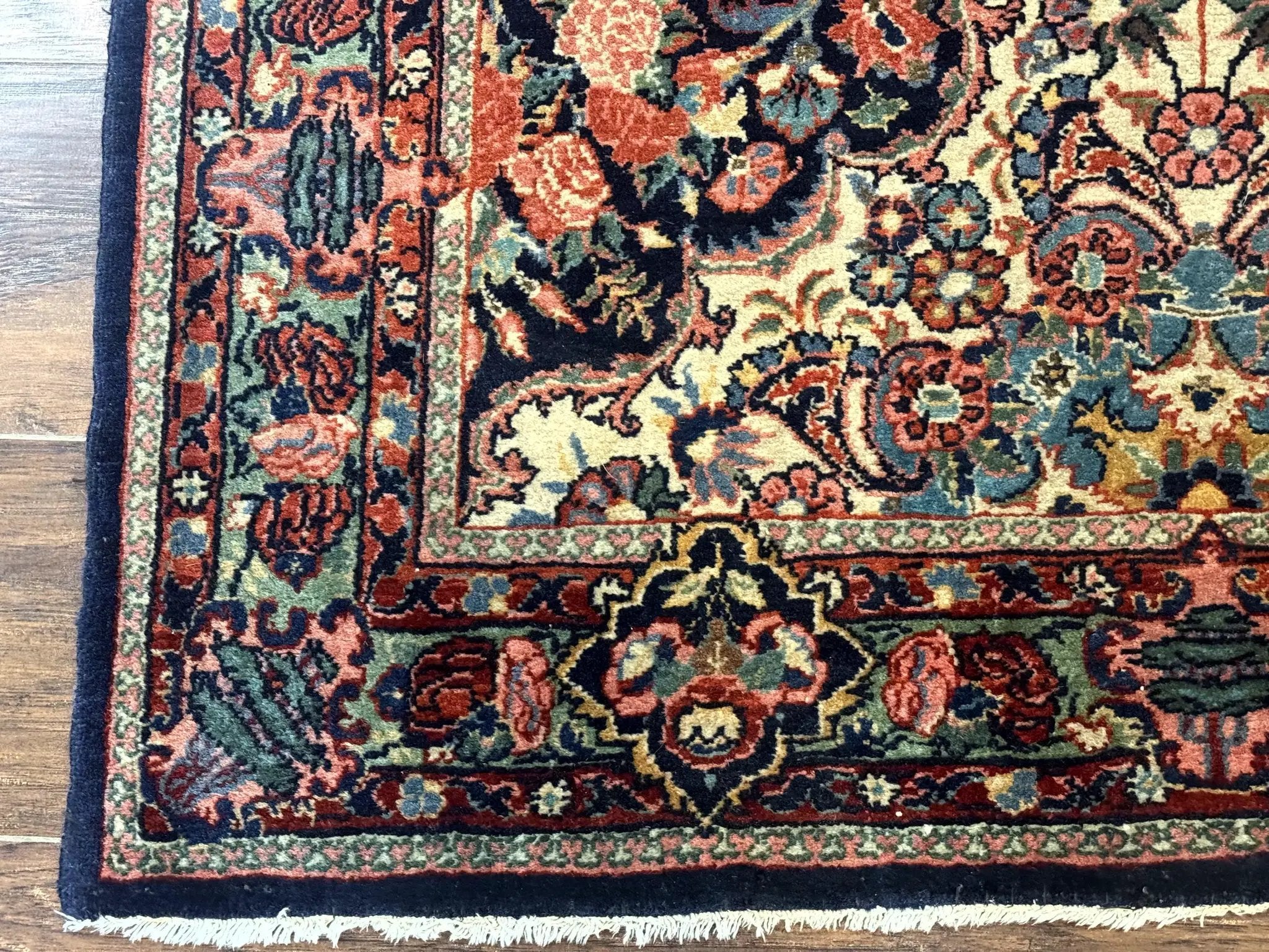 Antique Persian Rug 4x5, Navy Blue 1920s Carpet, Wool, Rare, Fine, Persian Hamadan Bidjar Carpet by Jewel Rugs