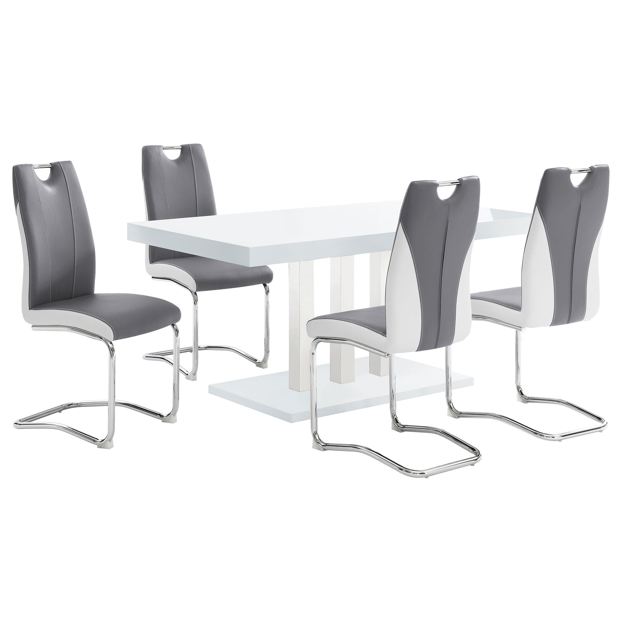 Creston - 5 Piece Dining Set With Upholstered Chairs - Gloss White by HouseOfZazla