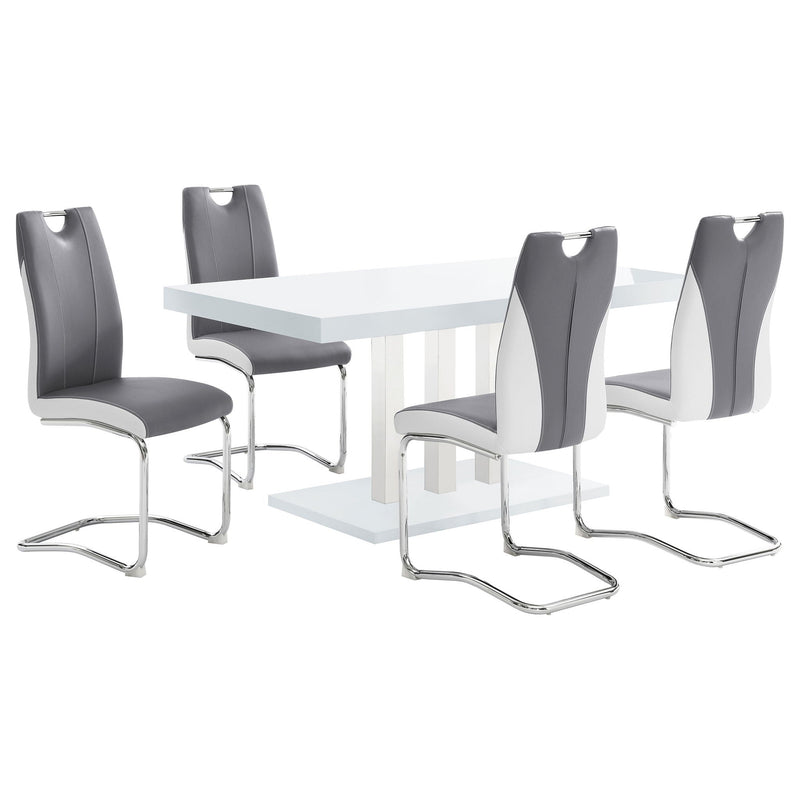 Creston - 5 Piece Dining Set With Upholstered Chairs - Gloss White by HouseOfZazla