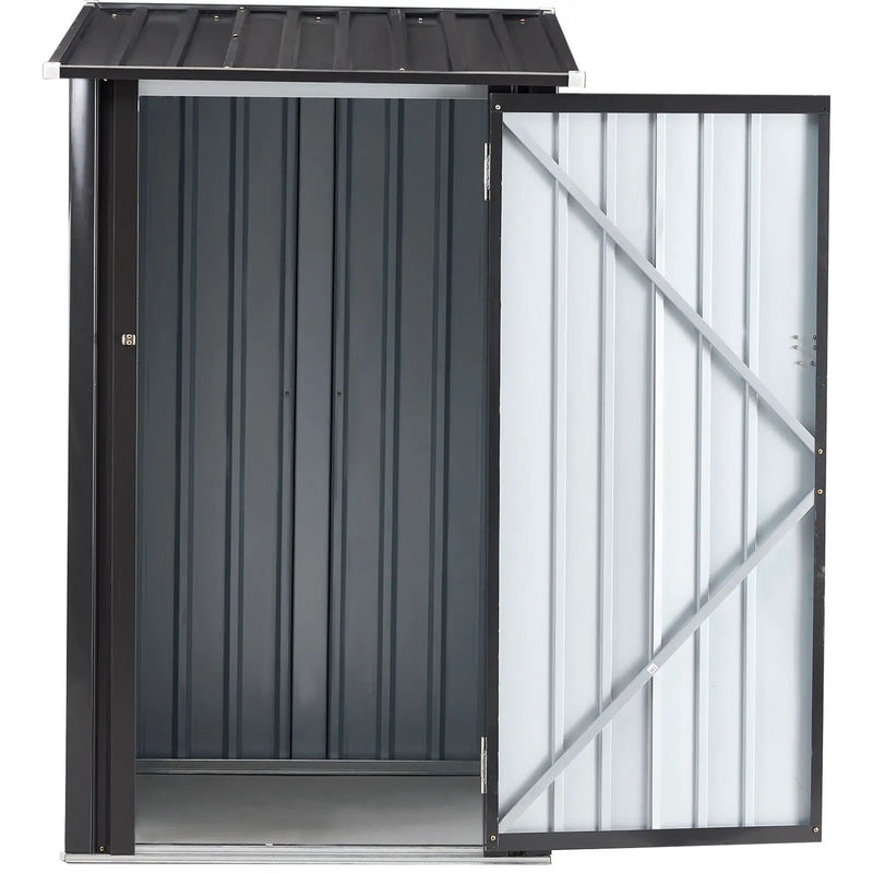 Outdoor Storage Shed, Metal Steel Garden Shed With Single Lockable Door, Small Shed Outdoor Steel Utility Tool Shed For Backyard Patio Garden Lawn - Black by HouseOfZazla