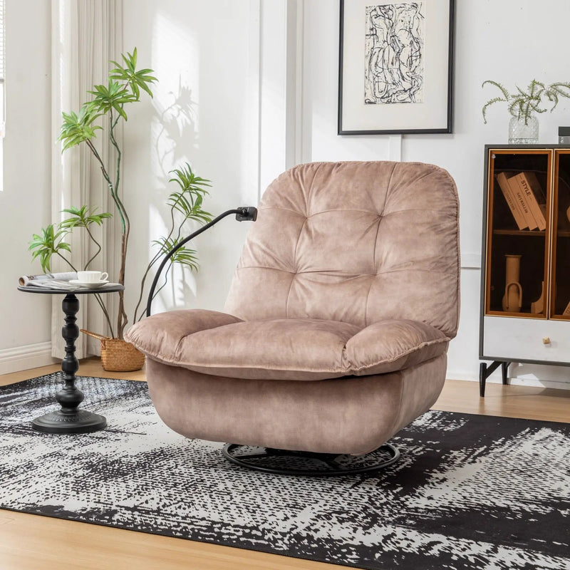 Modern Swivel Gliding Recliner Chair With Rocking Function And Phone Holder, Large Comfortable by Unique Piece Furniture