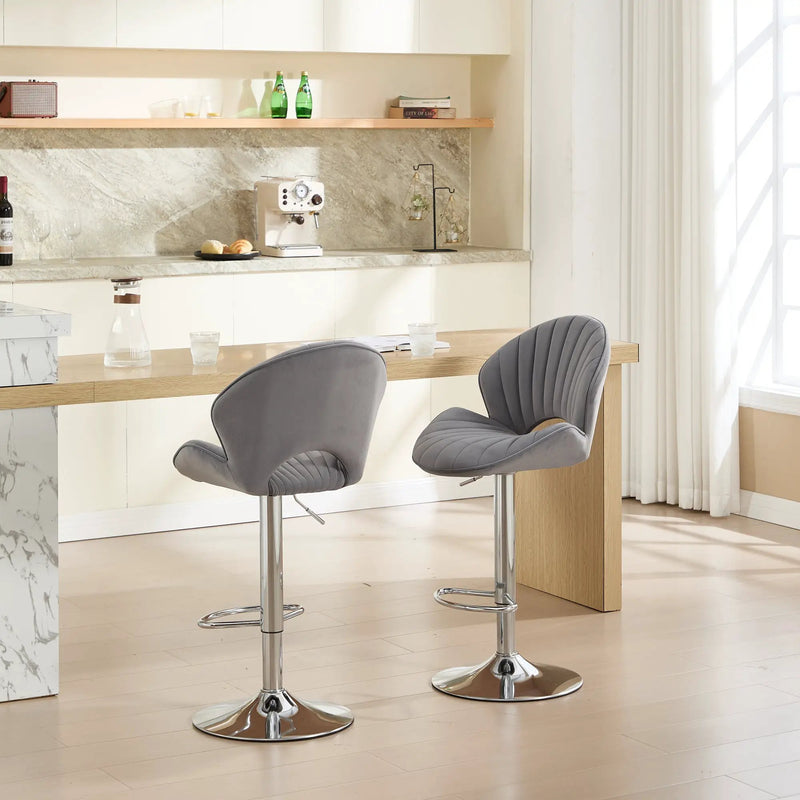 Bar Stools Set of 2 - Adjustable Barstools with Back and Footrest by HouseOfZazla