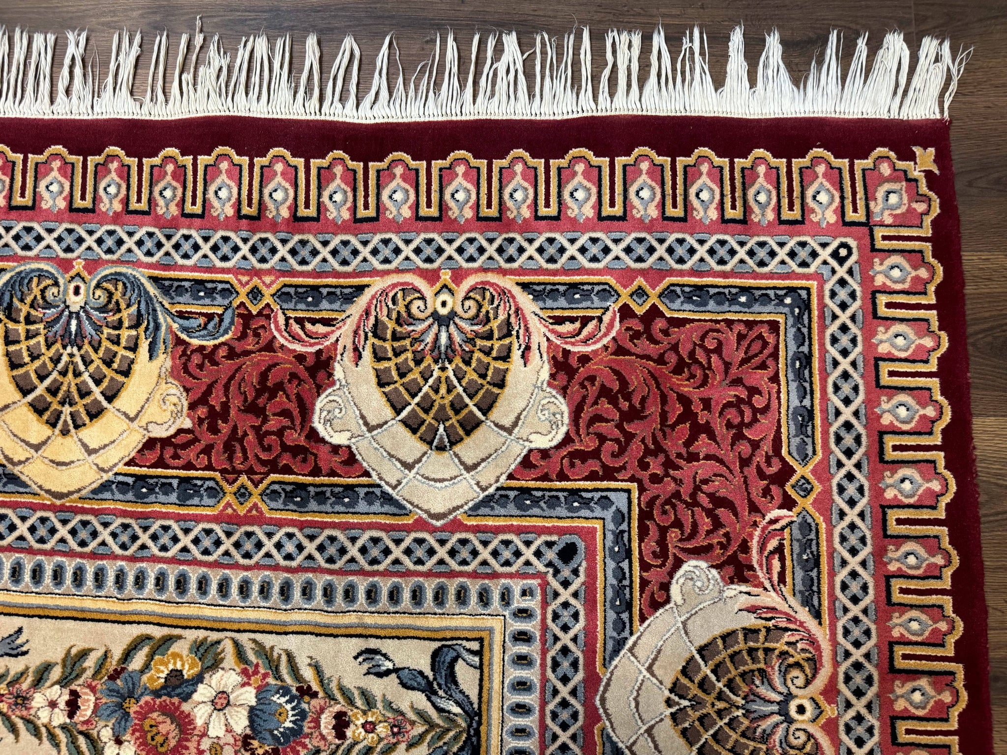 Wonderful Aubusson Rug 10x14, Red Maroon, Elegant, Fine 200 KPSI by Jewel Rugs