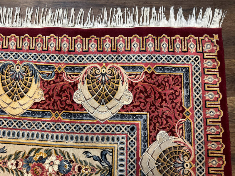 Wonderful Aubusson Rug 10x14, Red Maroon, Elegant, Fine 200 KPSI by Jewel Rugs
