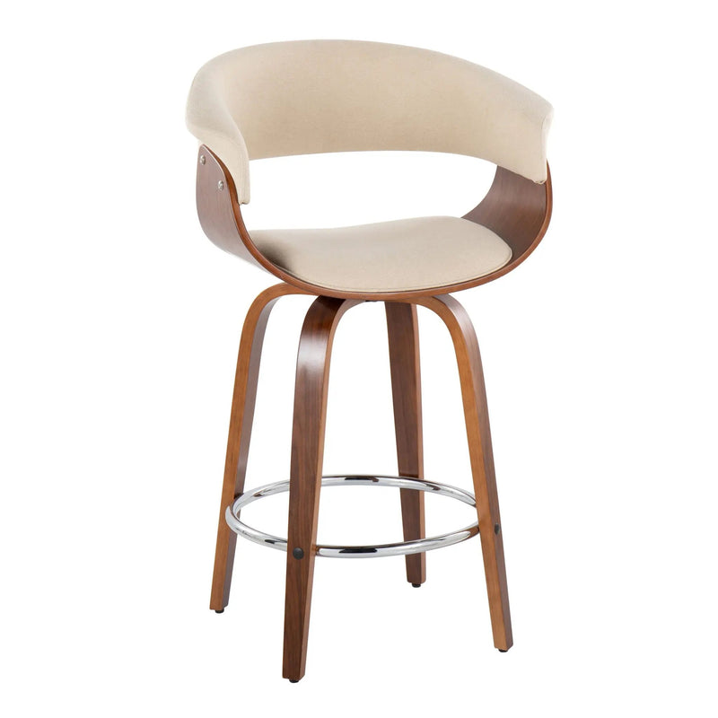 Vintage Mod - Mid Century Modern Fixed Height Counter Stool With Swivel With Round Footrest (Set of 2) by Unique Piece Furniture