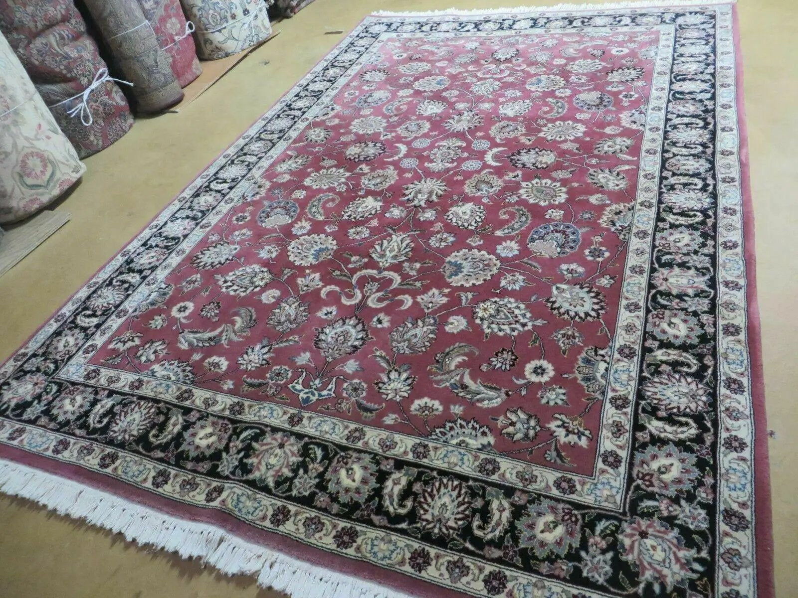 6' X 9' Vintage Handmade Fine India Floral Oriental Silk Accent Wool Rug Carpet by Jewel Rugs