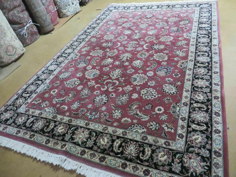 6' X 9' Vintage Handmade Fine India Floral Oriental Silk Accent Wool Rug Carpet by Jewel Rugs