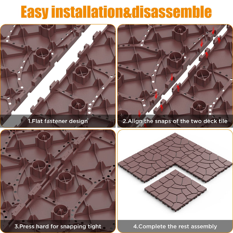 New Stone Texture Patio Deck Tiles, Diy Interlocking Floor Tiles, Easy Installation by HouseOfZazla